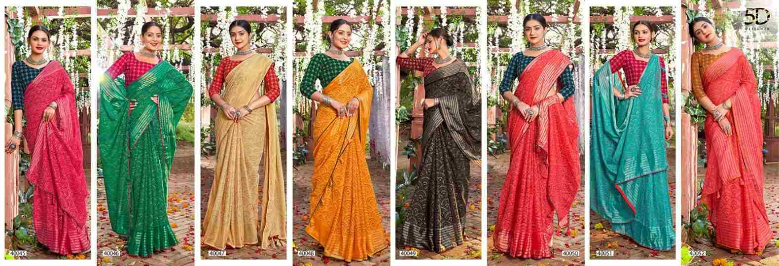 Shrutika Vol-3 By 5D Designer 40045 To 40052 Series Indian Traditional Wear Collection Beautiful Stylish Fancy Colorful Party Wear & Occasional Wear Chiffon Sarees At Wholesale Price