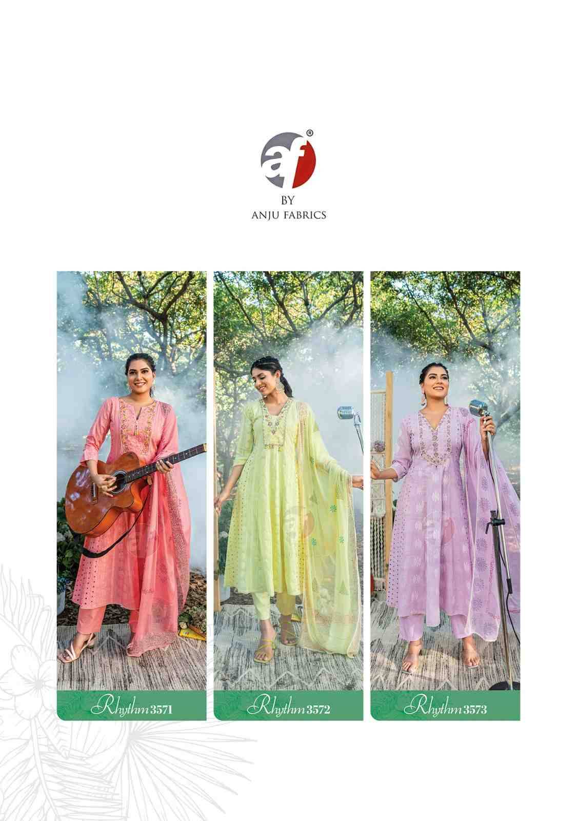 Rhythm By Anju Fabrics 3571 To 3575 Series Beautiful Festive Suits Stylish Fancy Colorful Casual Wear & Ethnic Wear Cotton Dresses At Wholesale Price
