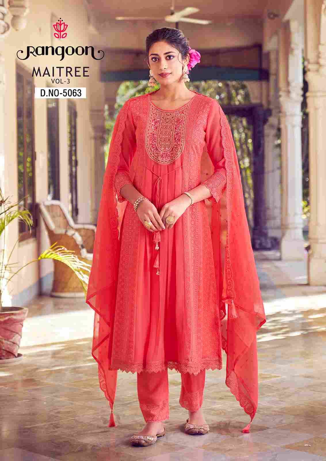 Maitree Vol-3 By Rangoon 5061 To 5066 Series Beautiful Festive Suits Stylish Colorful Fancy Casual Wear & Ethnic Wear Silk Georgette Embroidered Dresses At Wholesale Price