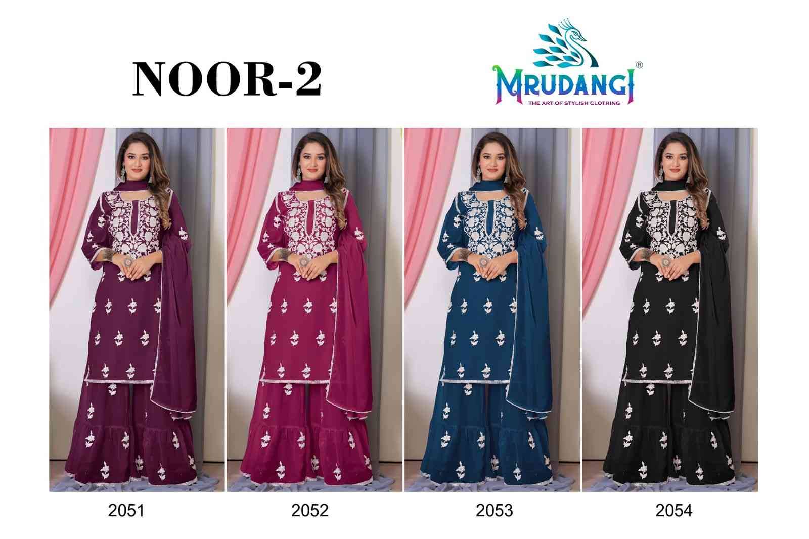 Noor Vol-2 By Mrudangi 2051 To 2054 Series Beautiful Sharara Suits Colorful Stylish Fancy Casual Wear & Ethnic Wear Georgette Embroidered Dresses At Wholesale Price