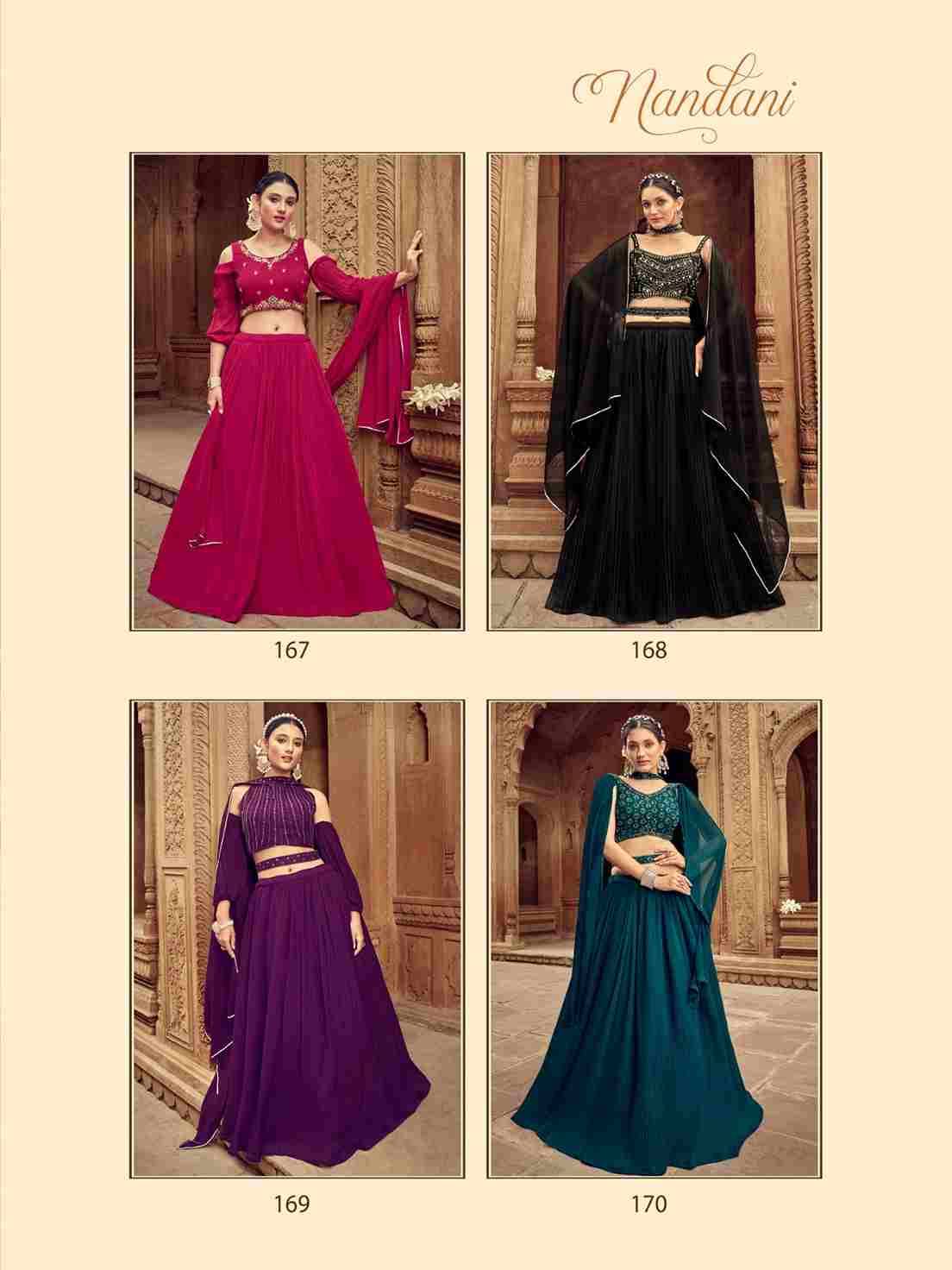Nandani By Shree Matee Fashion 167 To 170 Series Bridal Wear Collection Beautiful Stylish Colorful Fancy Party Wear & Occasional Wear Pure Faux Georgette Lehengas At Wholesale Price
