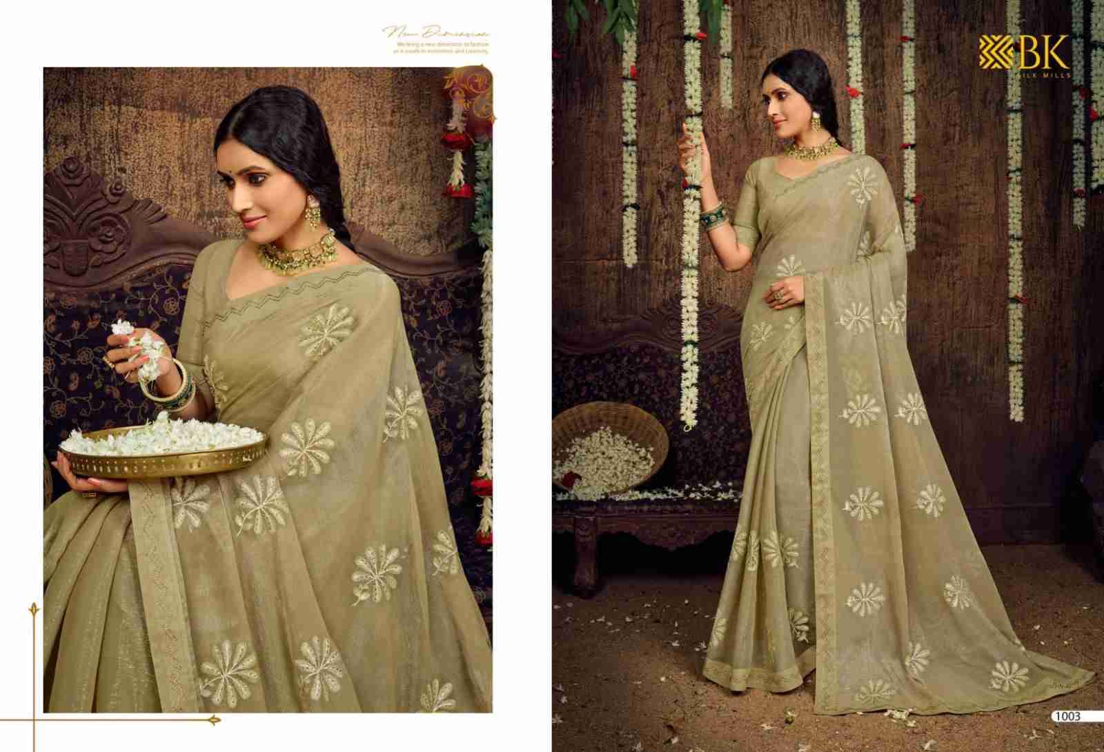 Montex By BK Silk Mills 1001 To 1008 Series Indian Traditional Wear Collection Beautiful Stylish Fancy Colorful Party Wear & Occasional Wear Chiffon Sarees At Wholesale Price