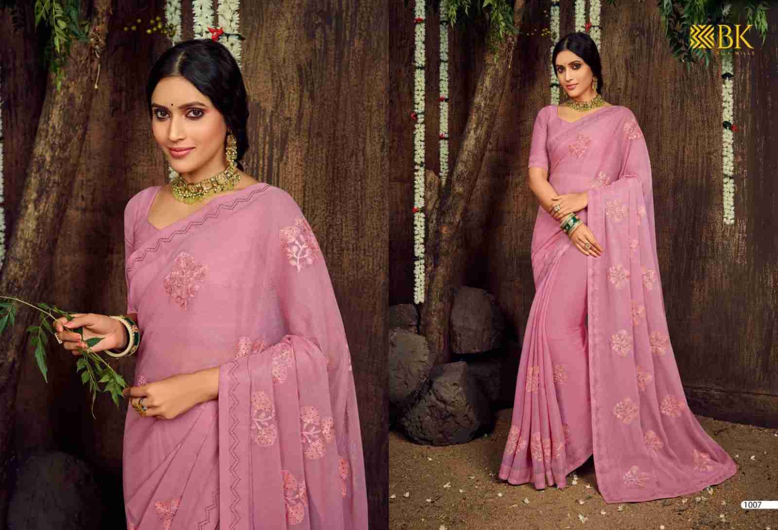 Montex By BK Silk Mills 1001 To 1008 Series Indian Traditional Wear Collection Beautiful Stylish Fancy Colorful Party Wear & Occasional Wear Chiffon Sarees At Wholesale Price