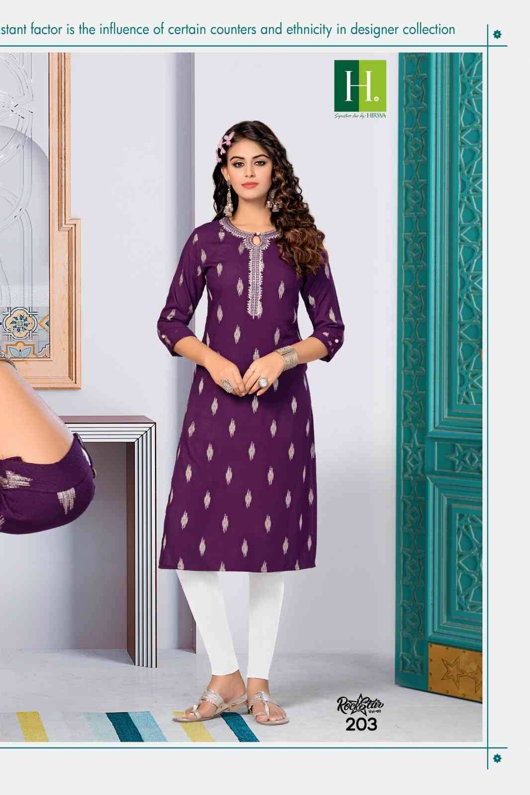 Rock Star Vol-2 By Hirwa 201 To 206 Series Designer Stylish Fancy Colorful Beautiful Party Wear & Ethnic Wear Collection Rayon Kurtis At Wholesale Price
