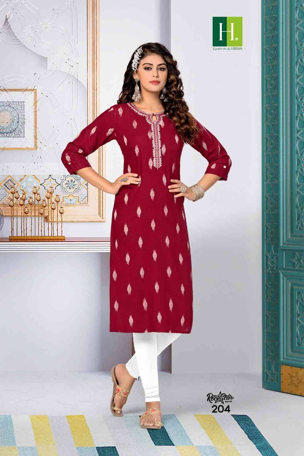 Rock Star Vol-2 By Hirwa 201 To 206 Series Designer Stylish Fancy Colorful Beautiful Party Wear & Ethnic Wear Collection Rayon Kurtis At Wholesale Price