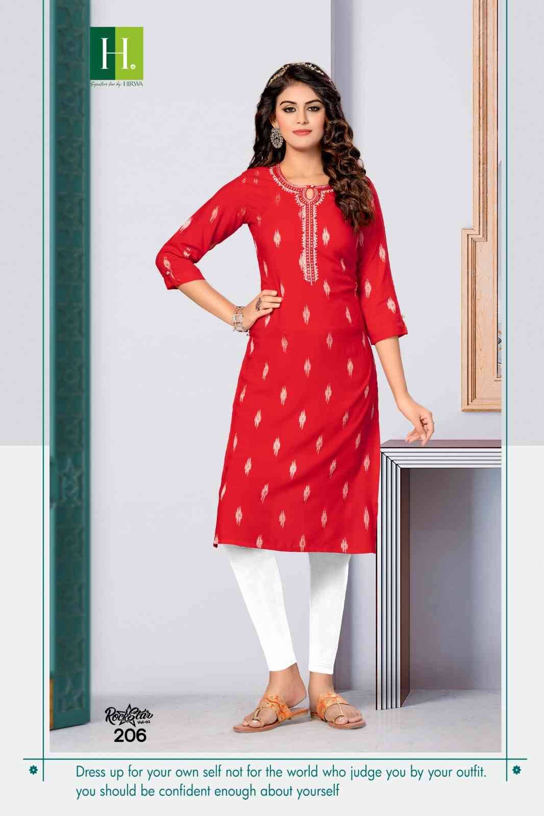 Rock Star Vol-2 By Hirwa 201 To 206 Series Designer Stylish Fancy Colorful Beautiful Party Wear & Ethnic Wear Collection Rayon Kurtis At Wholesale Price