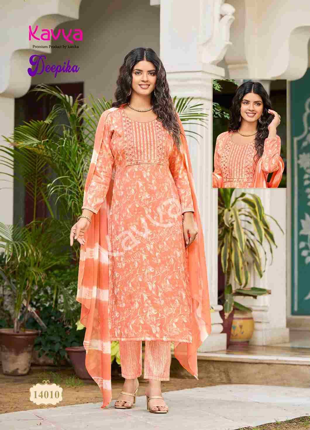 Deepika Vol-14 By Kavya 14001 To 14010 Series Festive Suits Beautiful Fancy Colorful Stylish Party Wear & Occasional Wear Fancy Dresses At Wholesale Price