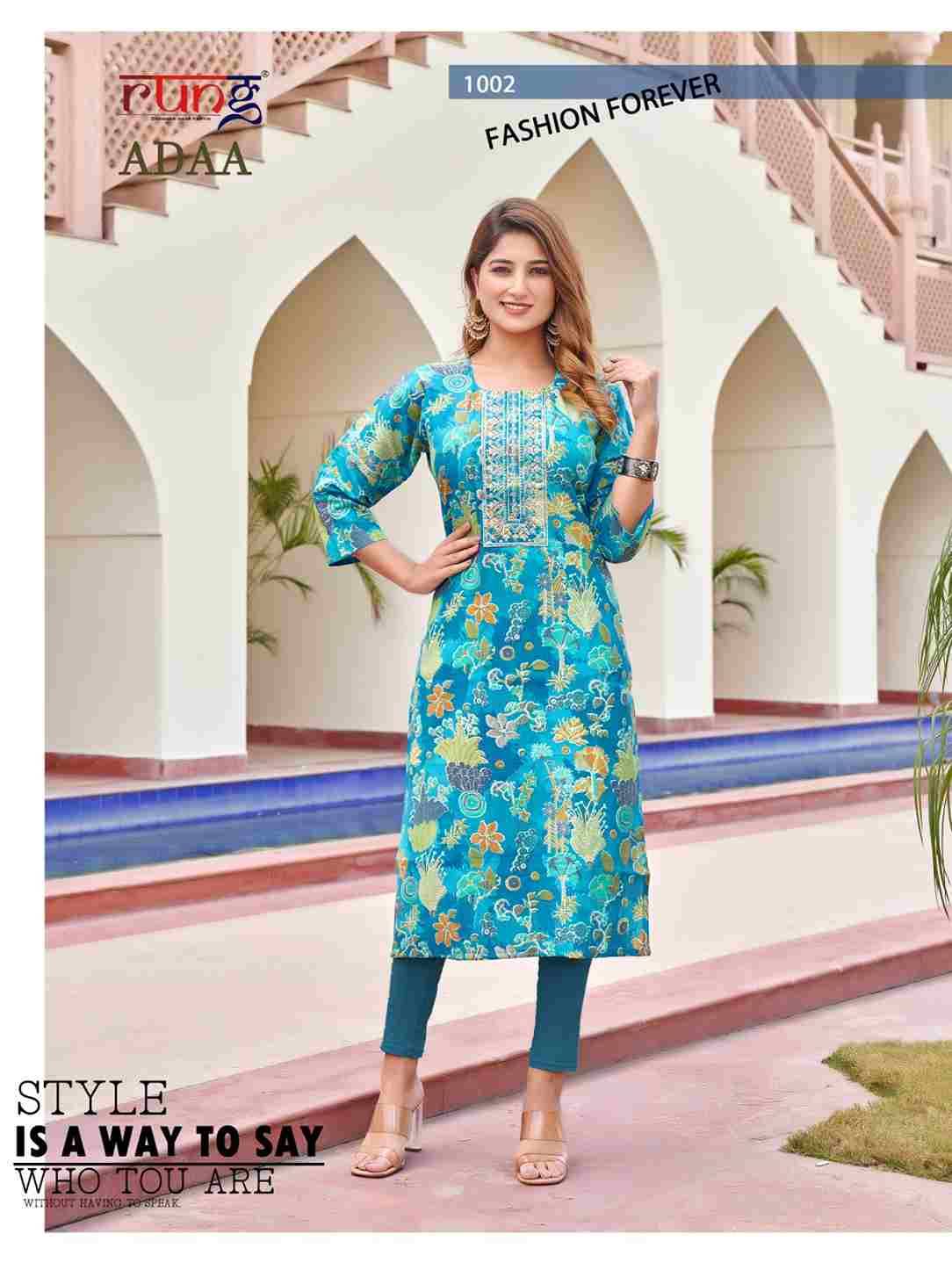 Adaa By Rung 1001 To 1008 Series Designer Stylish Fancy Colorful Beautiful Party Wear & Ethnic Wear Collection Modal Silk Kurtis At Wholesale Price