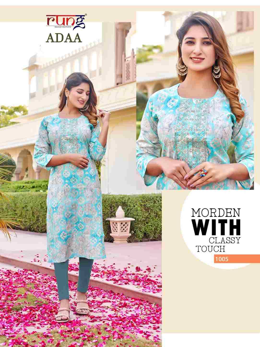 Adaa By Rung 1001 To 1008 Series Designer Stylish Fancy Colorful Beautiful Party Wear & Ethnic Wear Collection Modal Silk Kurtis At Wholesale Price