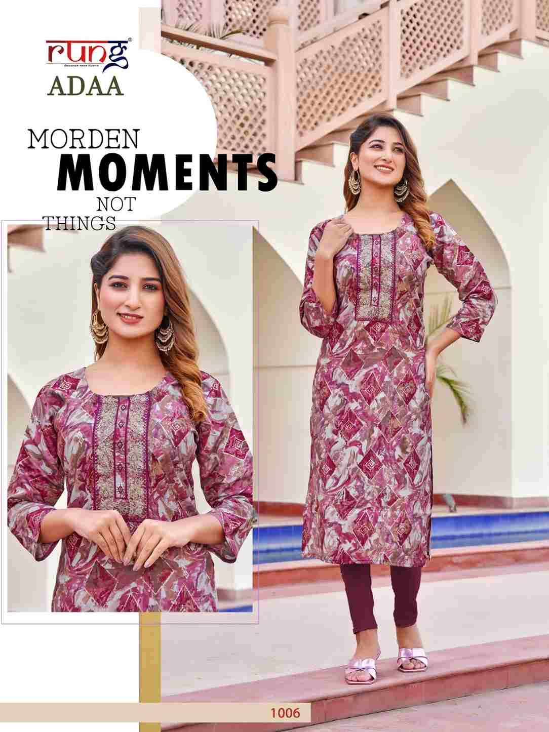 Adaa By Rung 1001 To 1008 Series Designer Stylish Fancy Colorful Beautiful Party Wear & Ethnic Wear Collection Modal Silk Kurtis At Wholesale Price