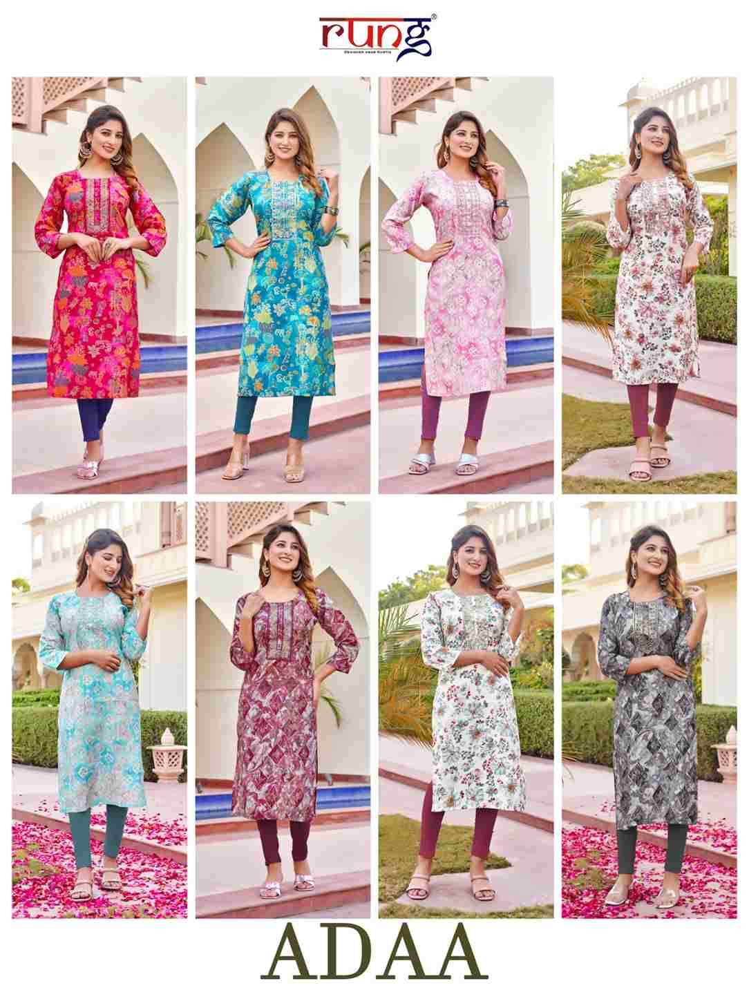 Adaa By Rung 1001 To 1008 Series Designer Stylish Fancy Colorful Beautiful Party Wear & Ethnic Wear Collection Modal Silk Kurtis At Wholesale Price