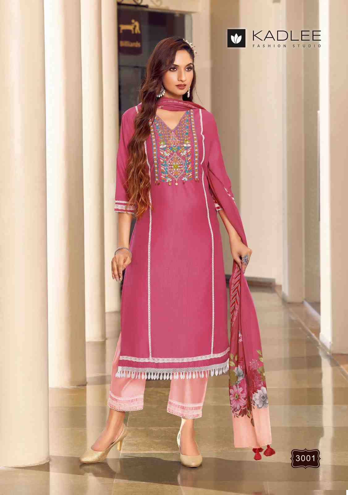 Imperial By Kadlee 3001 To 3004 Series Beautiful Festive Suits Colorful Stylish Fancy Casual Wear & Ethnic Wear Viscose Chanderi Dresses At Wholesale Price
