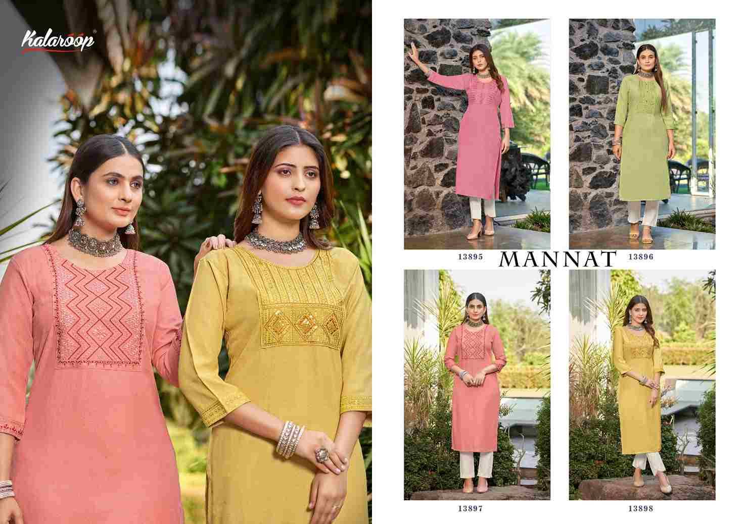 Mannat By Kalaroop 13895 To 13898 Series Designer Stylish Fancy Colorful Beautiful Party Wear & Ethnic Wear Collection Heavy Rayon Kurtis At Wholesale Price