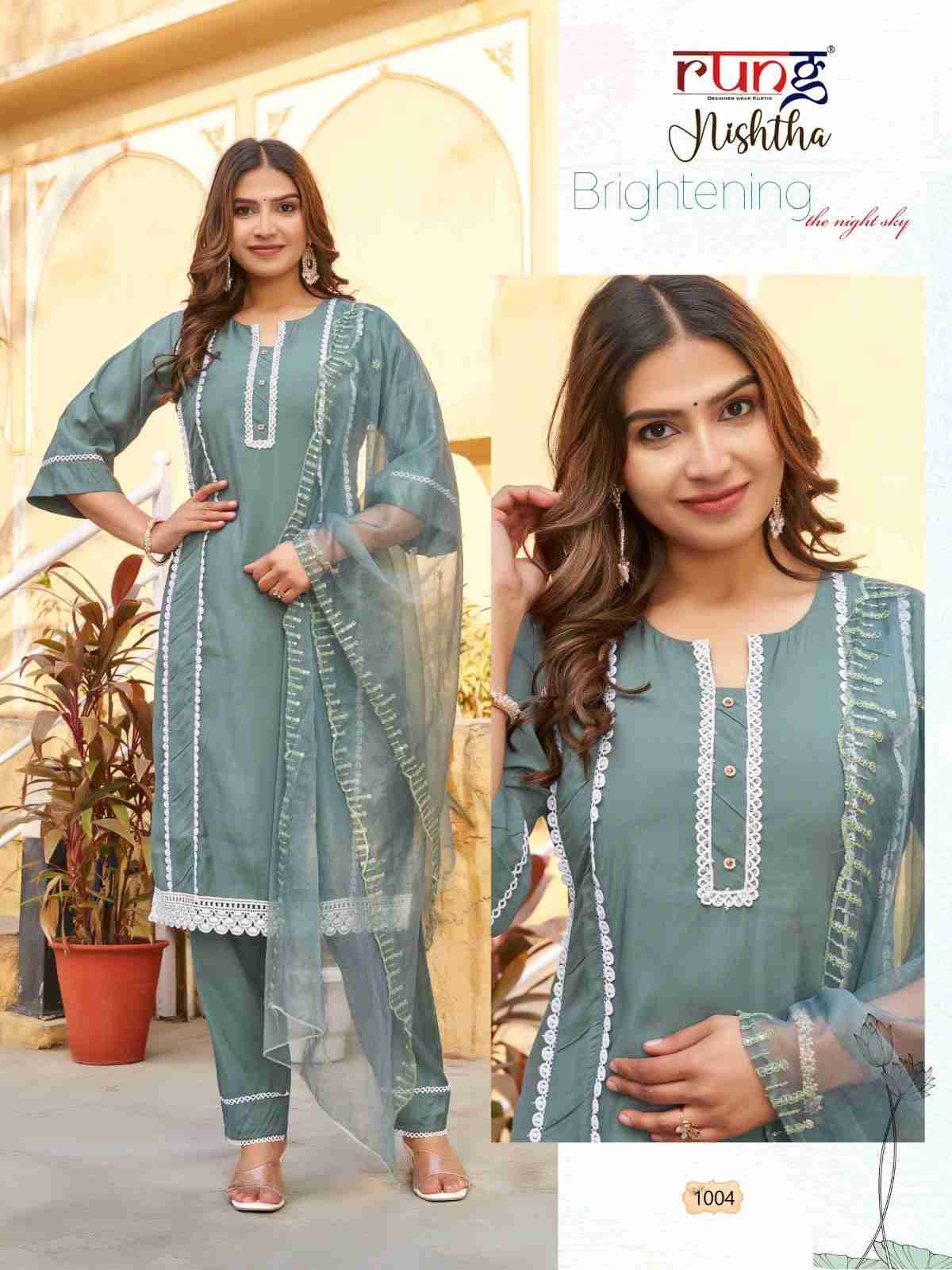 Nishtha By Rung 1001 To 1006 Series Festive Suits Beautiful Fancy Colorful Stylish Party Wear & Occasional Wear Roman Silk Dresses At Wholesale Price