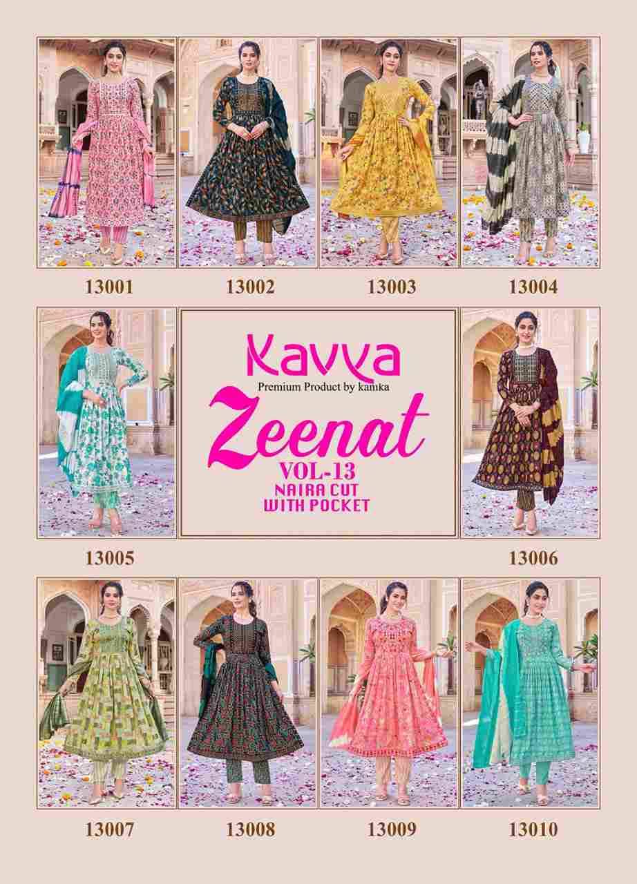 Zeenat Vol-13 By Kavya 13001 To 13010 Series Beautiful Festive Suits Colorful Stylish Fancy Casual Wear & Ethnic Wear Capsule Dresses At Wholesale Price