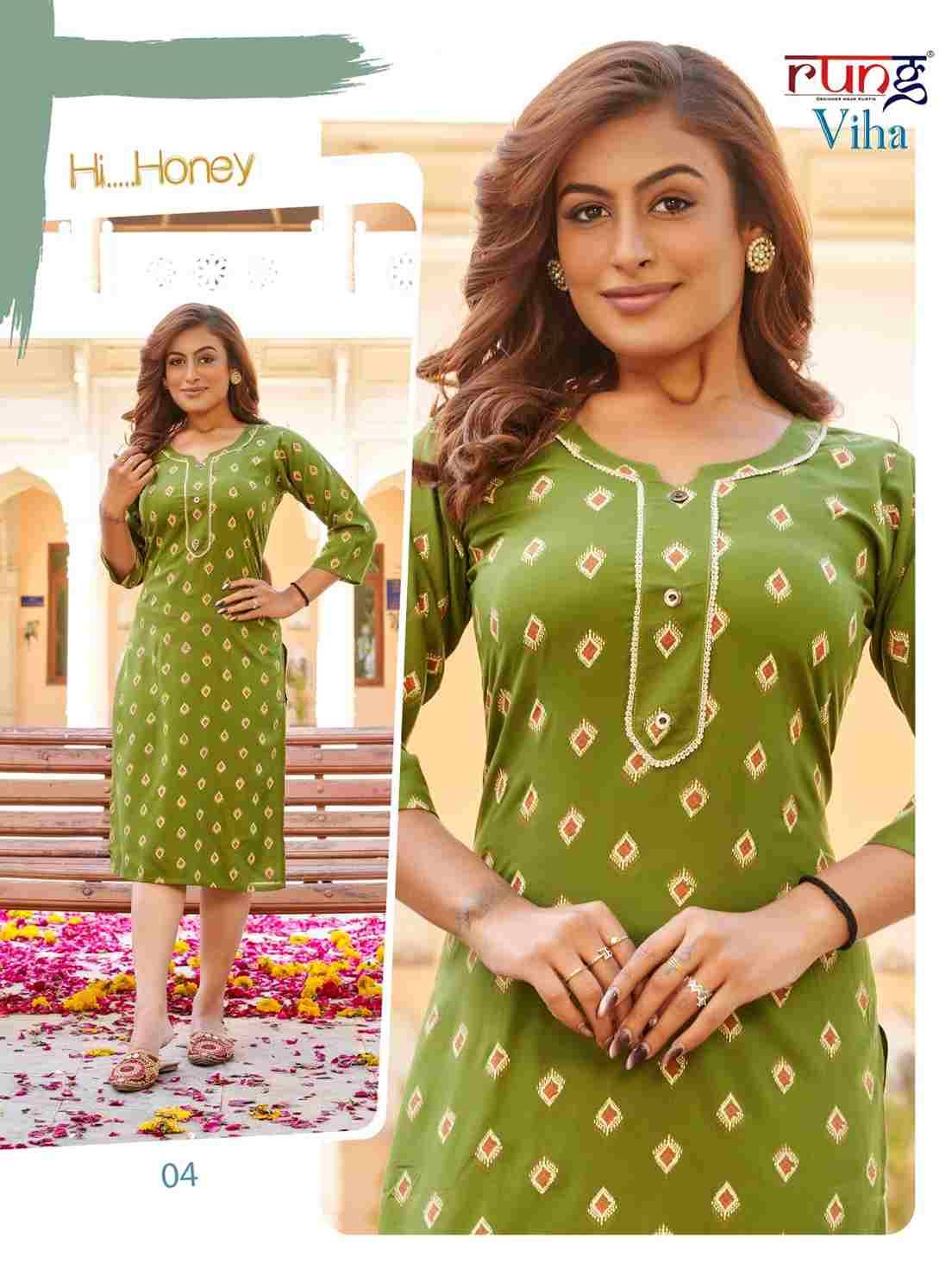 Viha By Rung 01 To 08 Series Designer Stylish Fancy Colorful Beautiful Party Wear & Ethnic Wear Collection Rayon Slub Kurtis At Wholesale Price