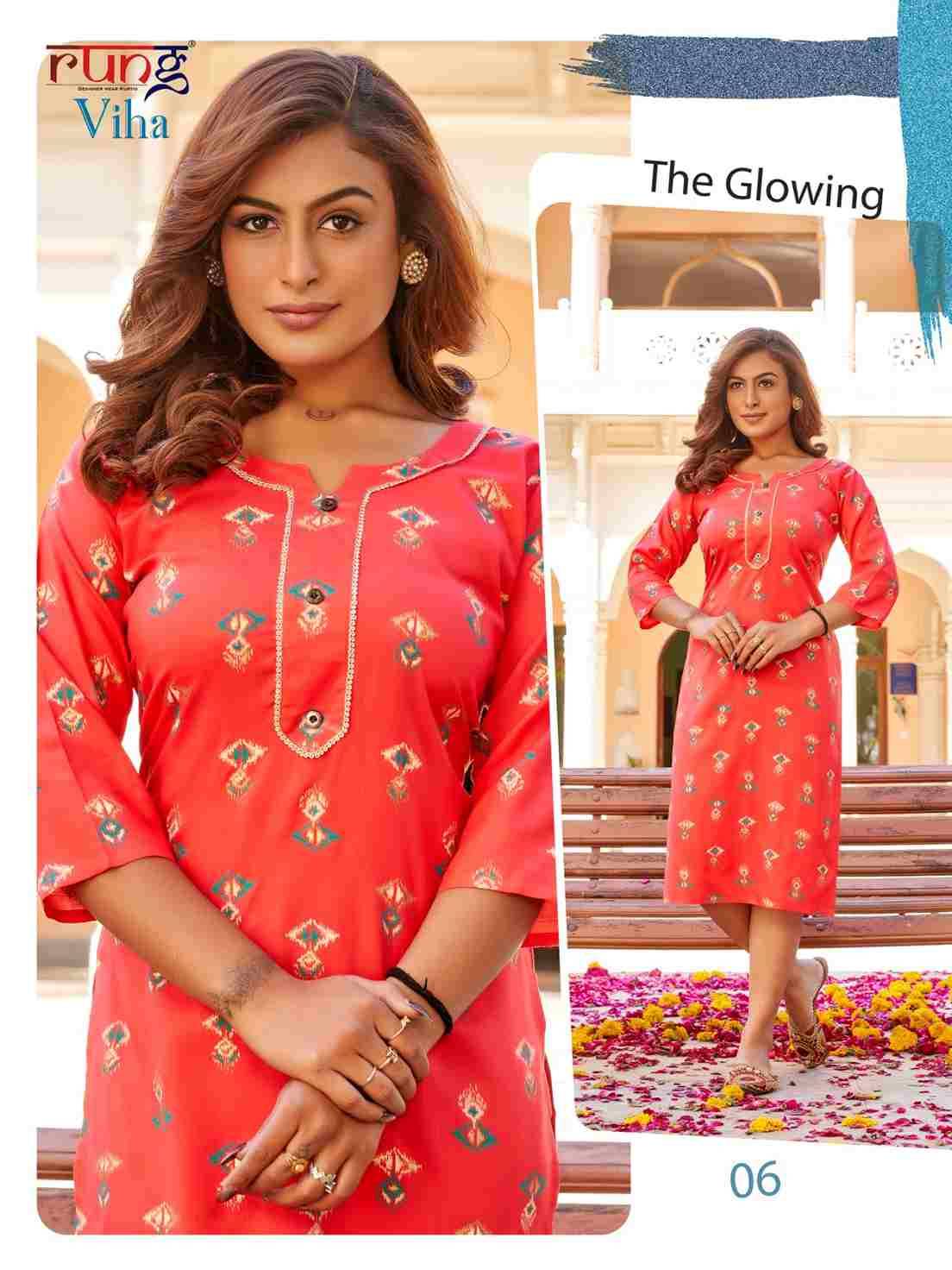 Viha By Rung 01 To 08 Series Designer Stylish Fancy Colorful Beautiful Party Wear & Ethnic Wear Collection Rayon Slub Kurtis At Wholesale Price
