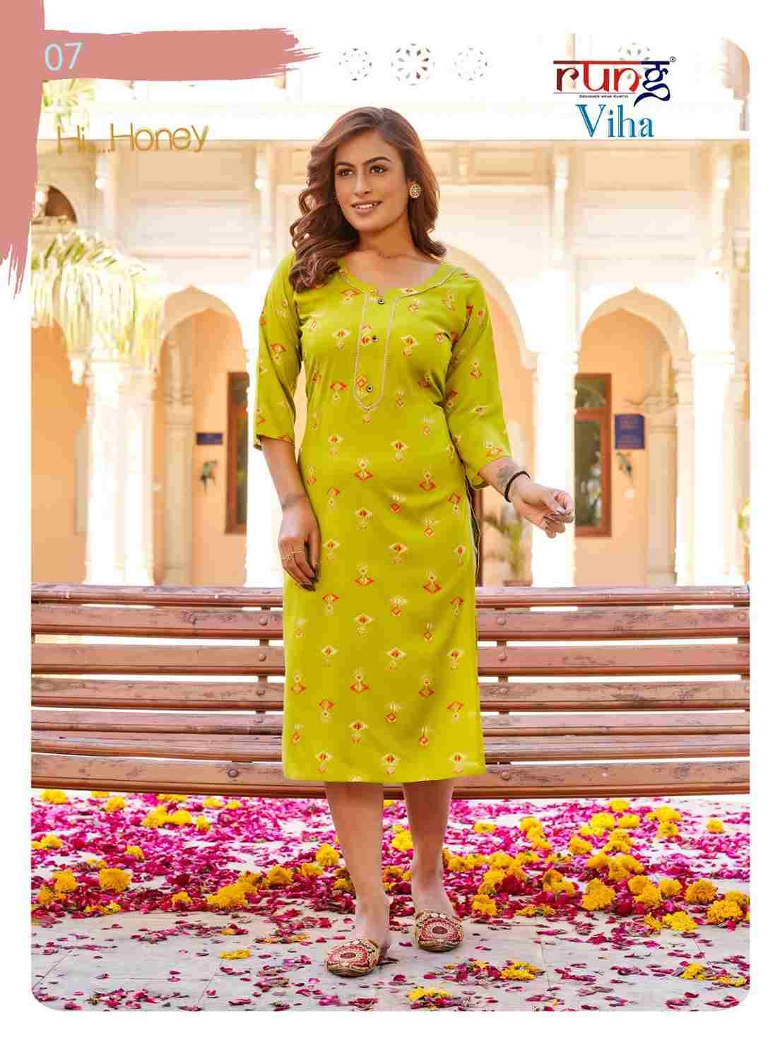 Viha By Rung 01 To 08 Series Designer Stylish Fancy Colorful Beautiful Party Wear & Ethnic Wear Collection Rayon Slub Kurtis At Wholesale Price