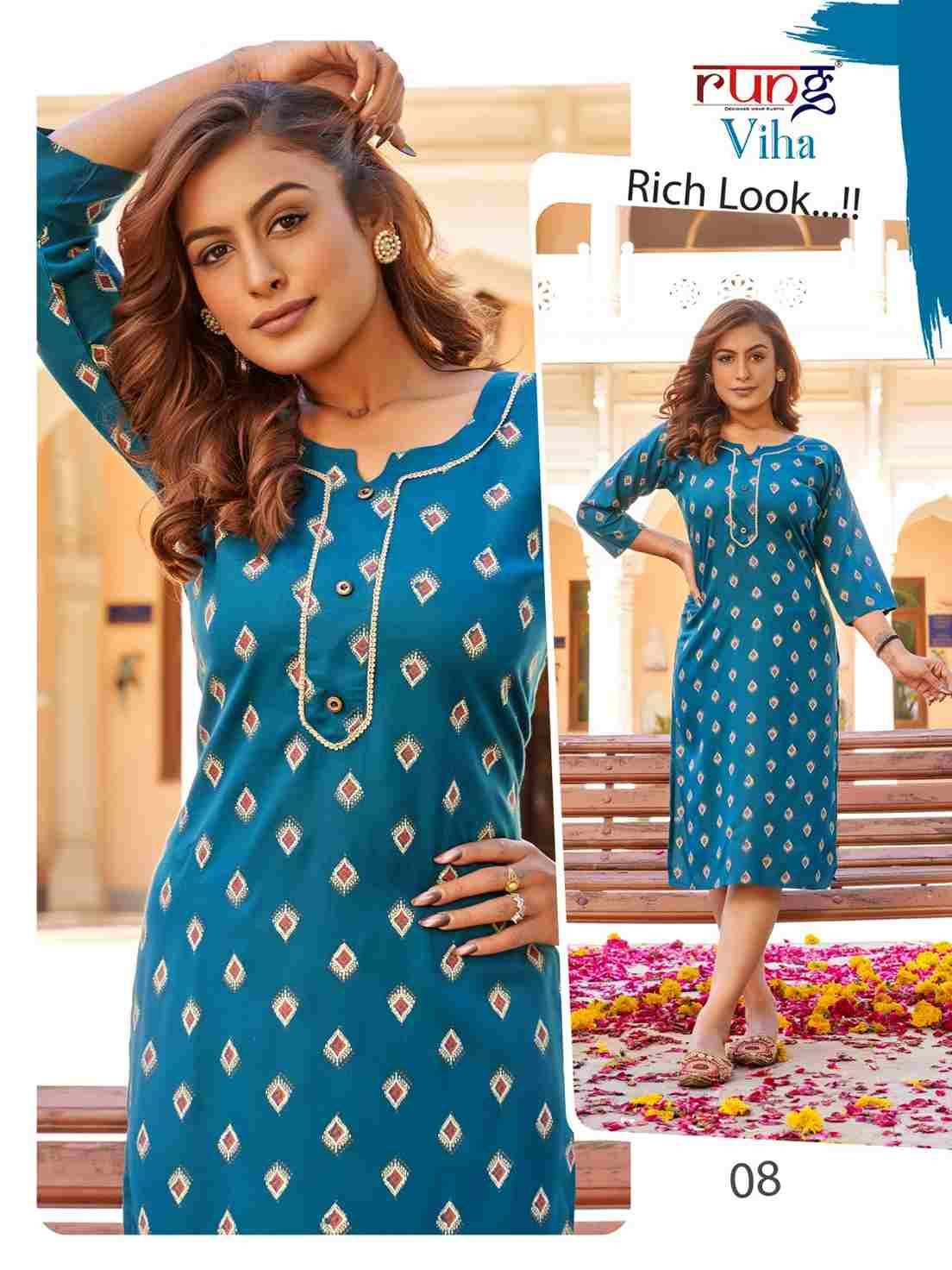 Viha By Rung 01 To 08 Series Designer Stylish Fancy Colorful Beautiful Party Wear & Ethnic Wear Collection Rayon Slub Kurtis At Wholesale Price
