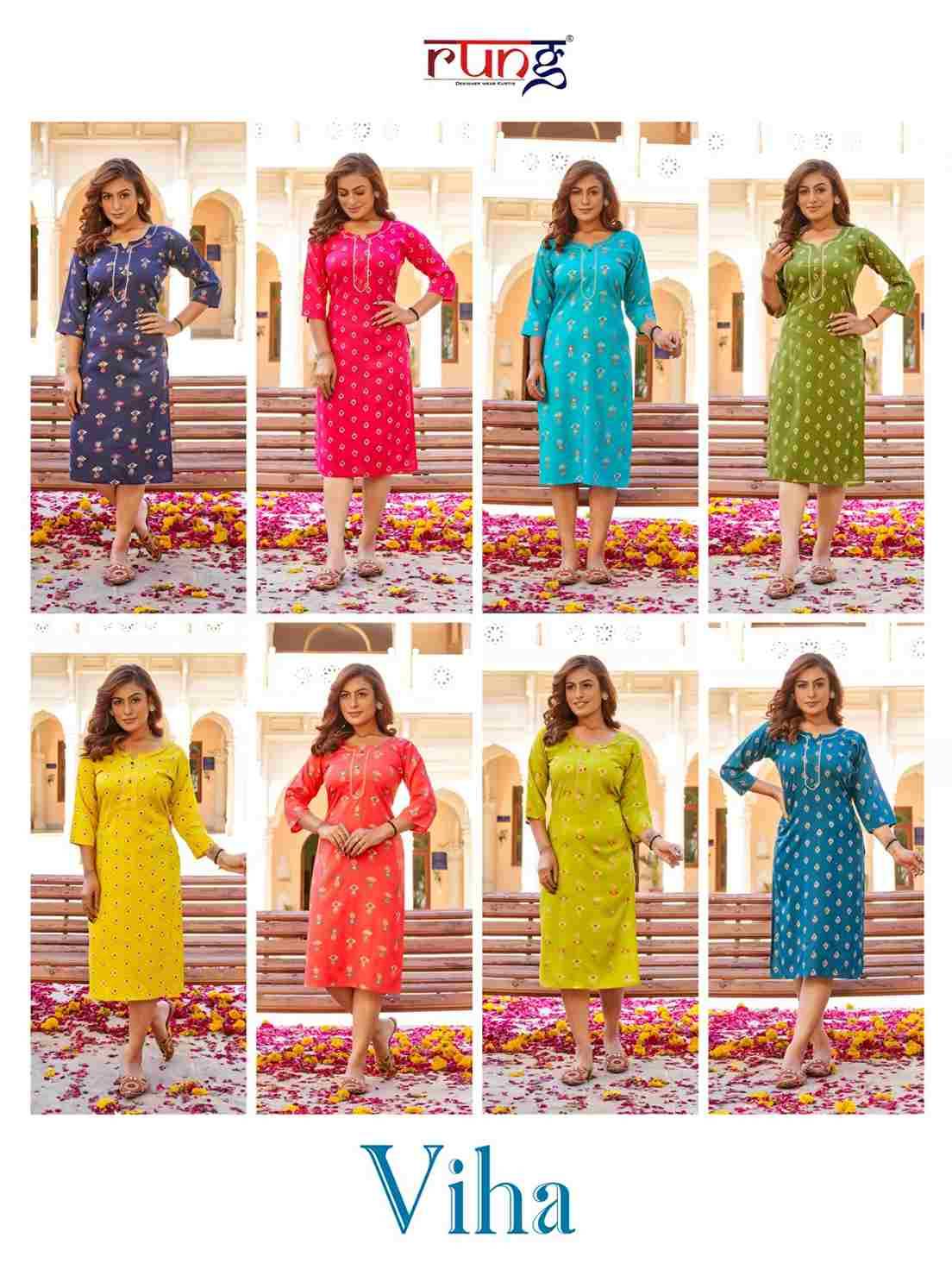 Viha By Rung 01 To 08 Series Designer Stylish Fancy Colorful Beautiful Party Wear & Ethnic Wear Collection Rayon Slub Kurtis At Wholesale Price