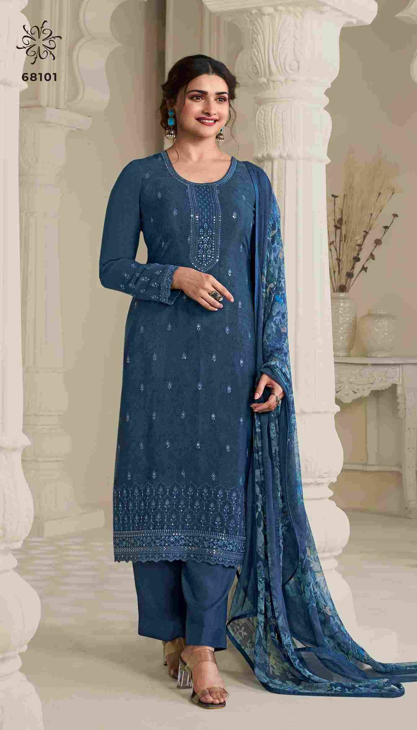 Royal Crepe Vol-45 By Vinay Fashion 68101 To 68108 Series Designer Festive Sharara Suits Collection Beautiful Stylish Fancy Colorful Party Wear & Occasional Wear Royal Crepe Dresses At Wholesale Price