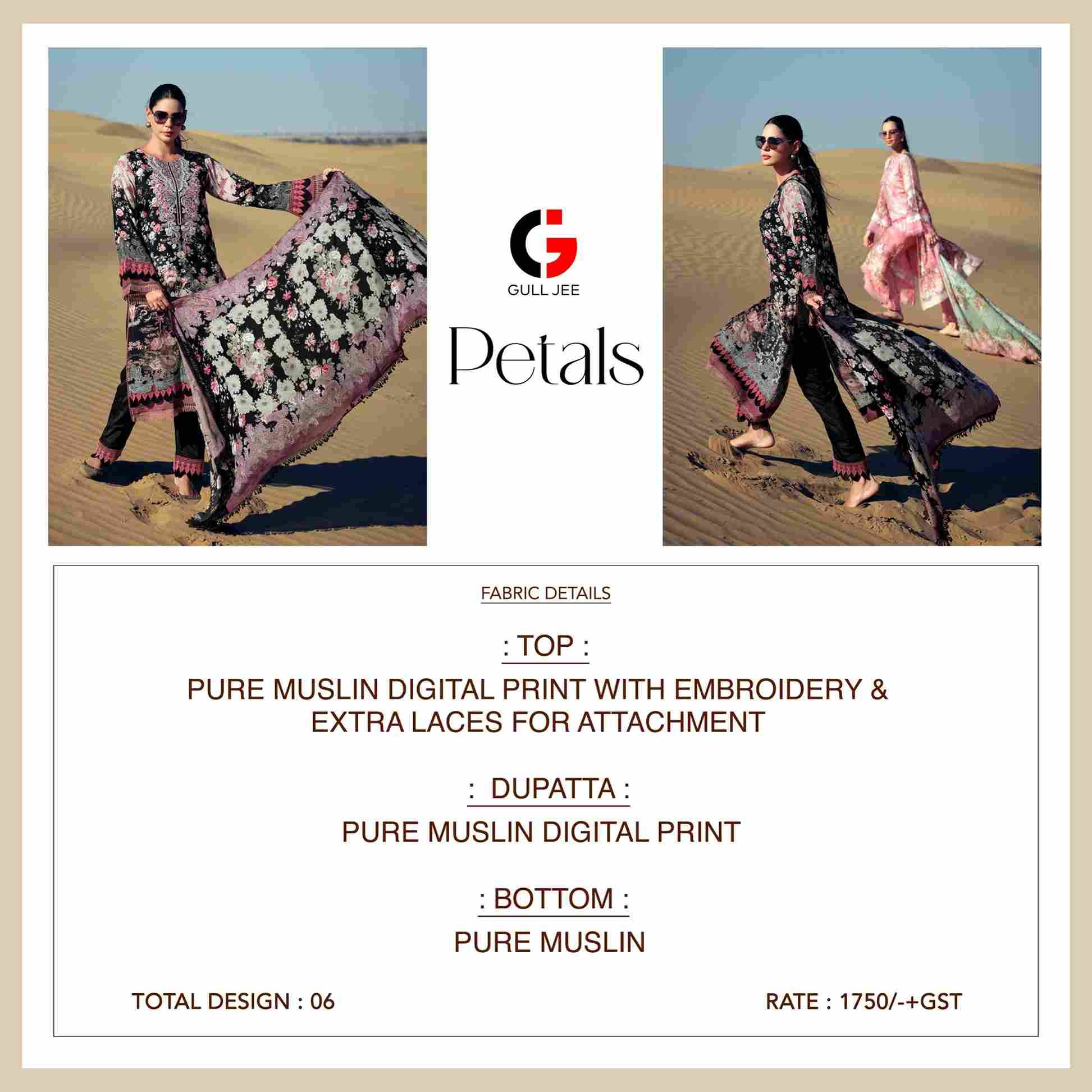 Petals By Gull Jee 36001 To 36006 Series Beautiful Festive Suits Colorful Stylish Fancy Casual Wear & Ethnic Wear Pure Muslin Embroidered Dresses At Wholesale Price
