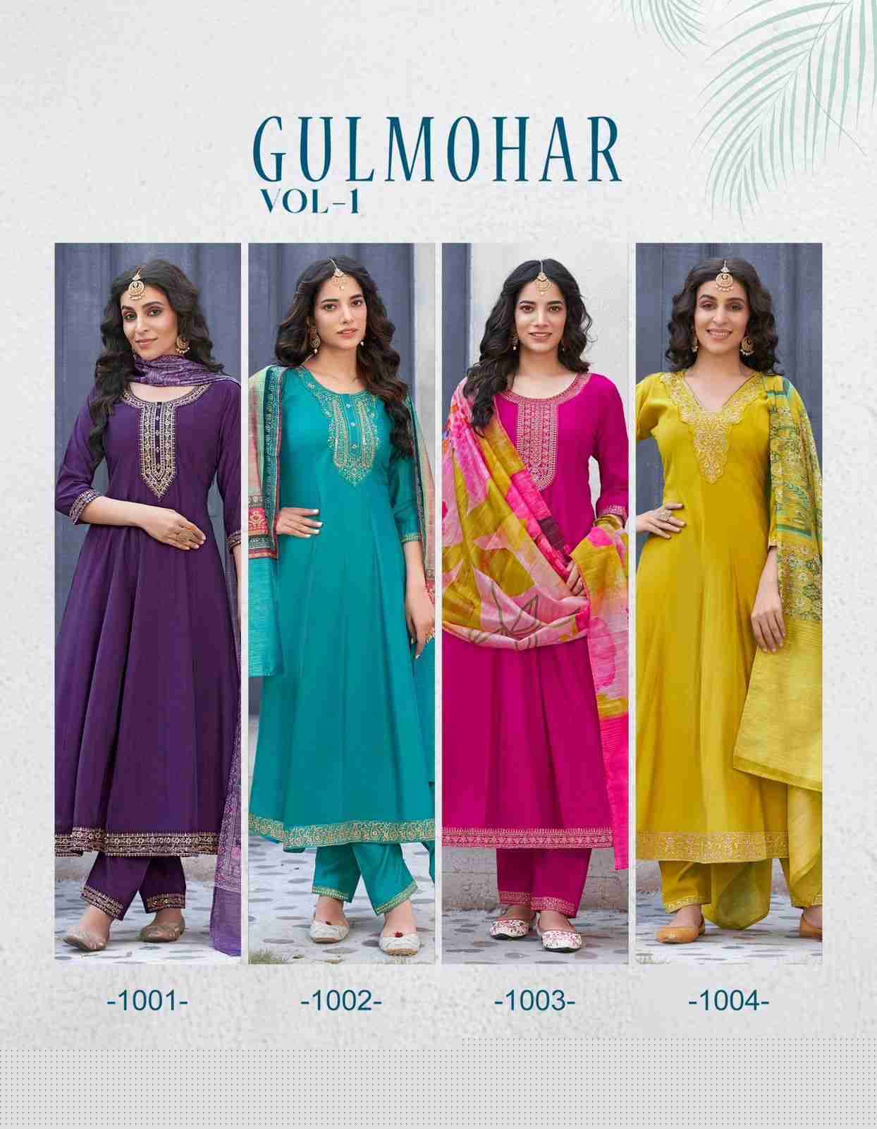 Gulmohar Vol-1 By Radhika Lifestyle 1001 To 1004 Series Beautiful Stylish Fancy Colorful Casual Wear & Ethnic Wear Collection Heavy Silk Dresses At Wholesale Price
