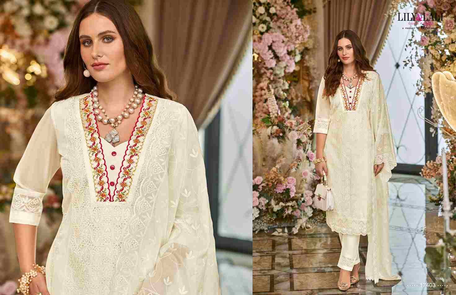 Summer Blossom By Lily And Lali 17401 To 17406 Series Beautiful Sharara Suits Colorful Stylish Fancy Casual Wear & Ethnic Wear Organza Dresses At Wholesale Price