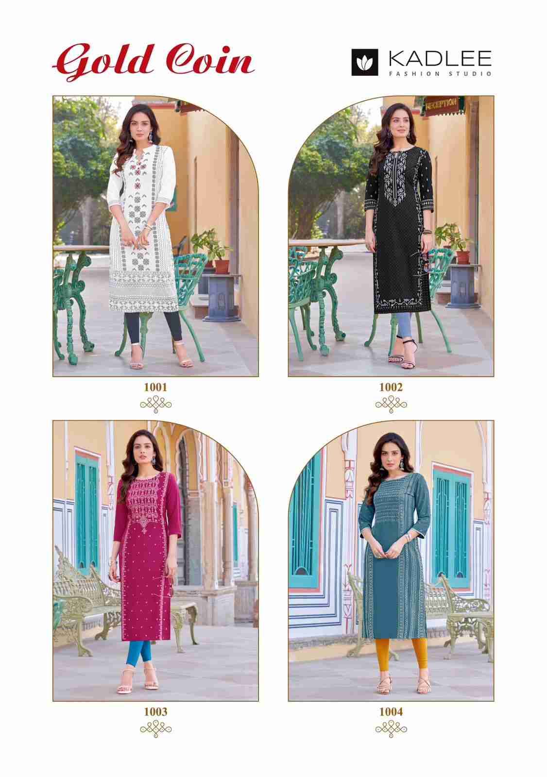 Gold Coin By Kadlee 1001 To 1004 Series Designer Stylish Fancy Colorful Beautiful Party Wear & Ethnic Wear Collection Rayon Print Kurtis At Wholesale Price