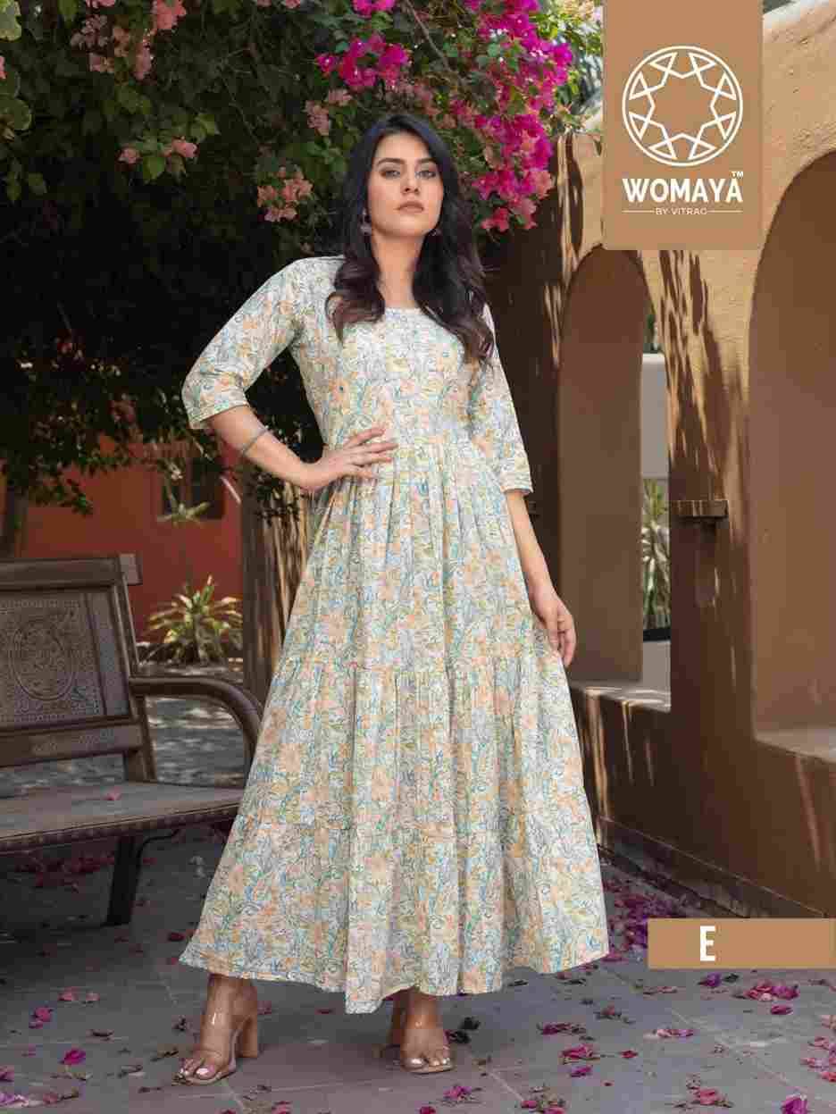 Vibrance Vol-2 By Womaya A To I Series Beautiful Stylish Fancy Colorful Casual Wear & Ethnic Wear Pure Cotton Gowns At Wholesale Price