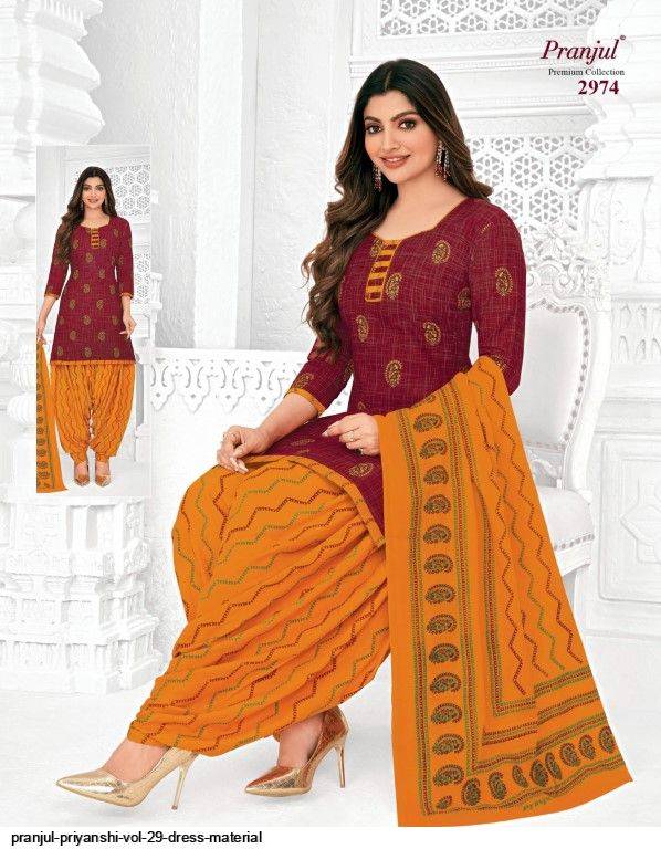 Priyanshi Vol-29 By Pranjul Beautiful Festive Suits Colorful Stylish Fancy Casual Wear & Ethnic Wear Pure Cotton Print Dresses At Wholesale Price