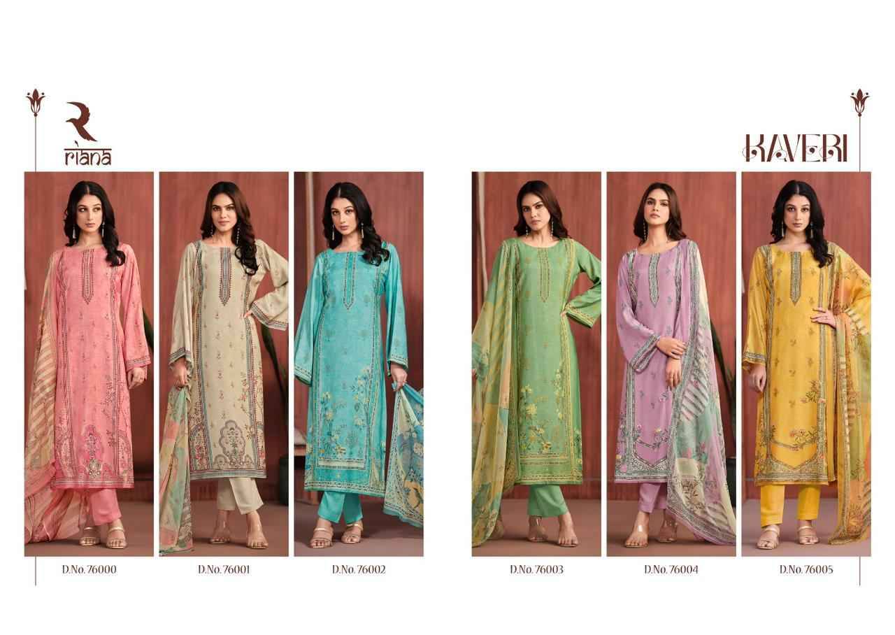 Kaveri By Riana 75000 To 75005 Series Designer Festive Suits Collection Beautiful Stylish Fancy Colorful Party Wear & Occasional Wear Viscose Muslin Dresses At Wholesale Price