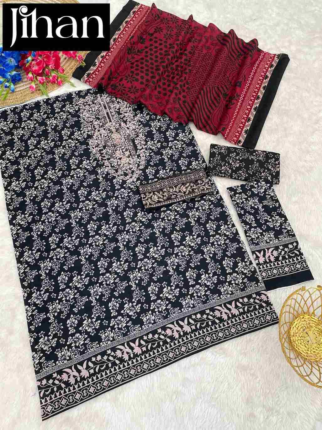 Saira Luxury Lawn Collection Vol-2 By Jihan 3393 To 3396 Series Designer Pakistani Suits Beautiful Stylish Fancy Colorful Party Wear & Occasional Wear Pure Cotton Lawn Dresses At Wholesale Price