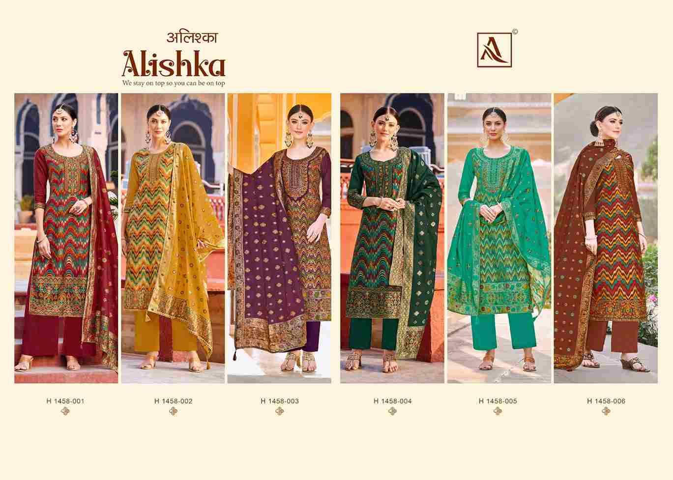 Alishka By Alok Suit 1458-001 To 1458-006 Series Indian Traditional Wear Collection Beautiful Stylish Fancy Colorful Party Wear & Wear Pure Jacquard Dress At Wholesale Price