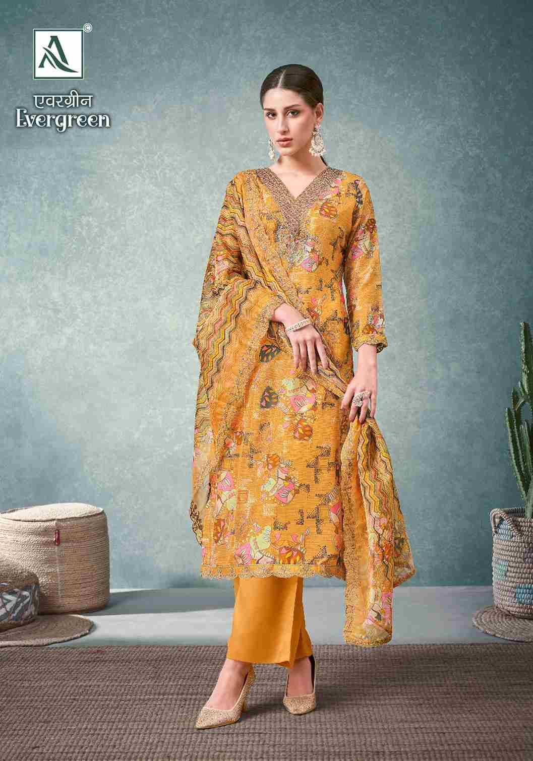 Evergreen By Alok Suit 1445-001 To 1445-006 Series Indian Traditional Wear Collection Beautiful Stylish Fancy Colorful Party Wear & Wear Pure Organza Dress At Wholesale Price