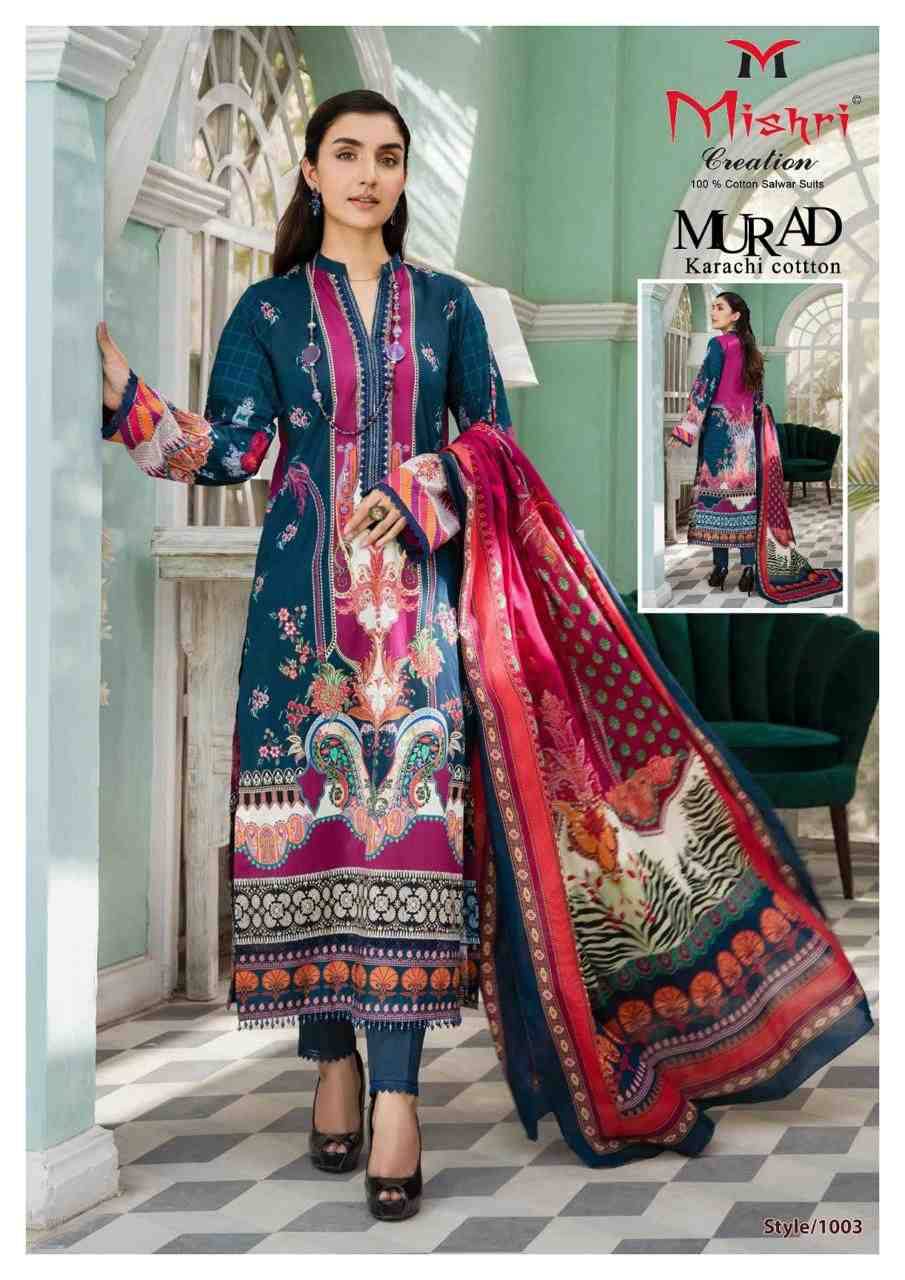 Murad By Mishri 1001 To 1006 Series Beautiful Suits Colorful Stylish Fancy Casual Wear & Ethnic Wear Pure Cotton Print Dresses At Wholesale Price
