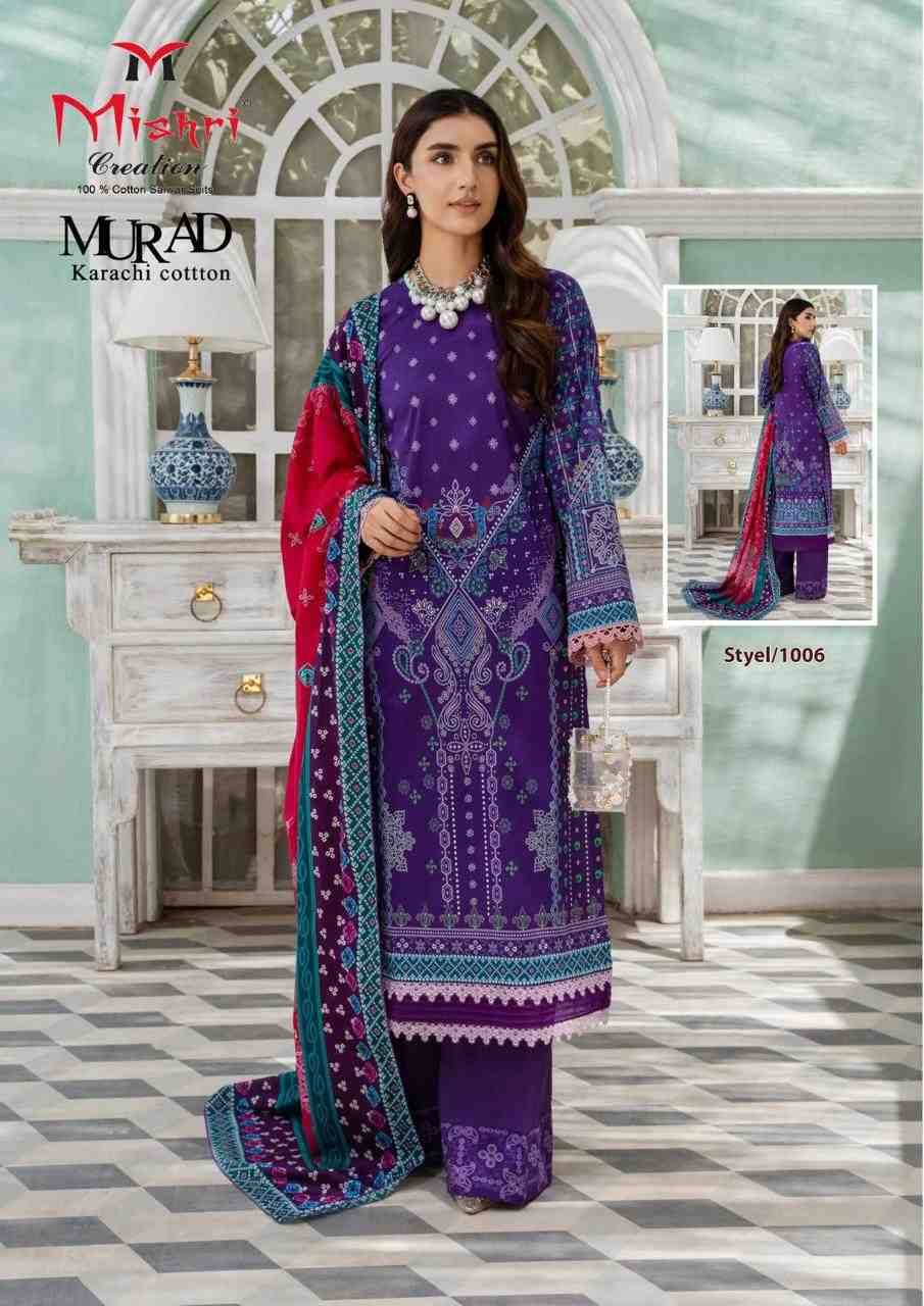 Murad By Mishri 1001 To 1006 Series Beautiful Suits Colorful Stylish Fancy Casual Wear & Ethnic Wear Pure Cotton Print Dresses At Wholesale Price