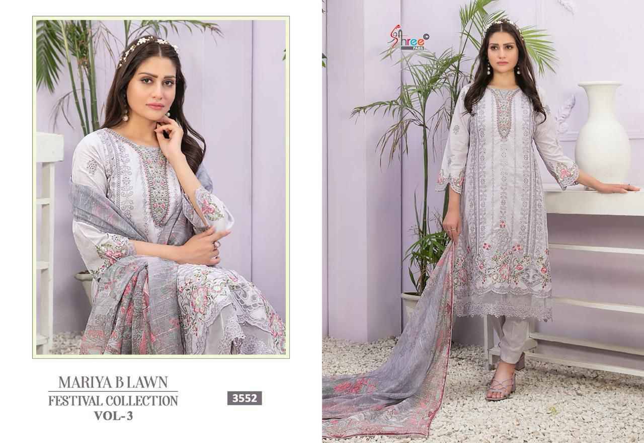 Mariya B Lawn Festival Collection Vol-3 By Shree Fabs 3551 To 3556 Series Designer Pakistani Suits Beautiful Stylish Fancy Colorful Party Wear & Occasional Wear Pure Lawn Cotton Print Embroidered Dresses At Wholesale Price