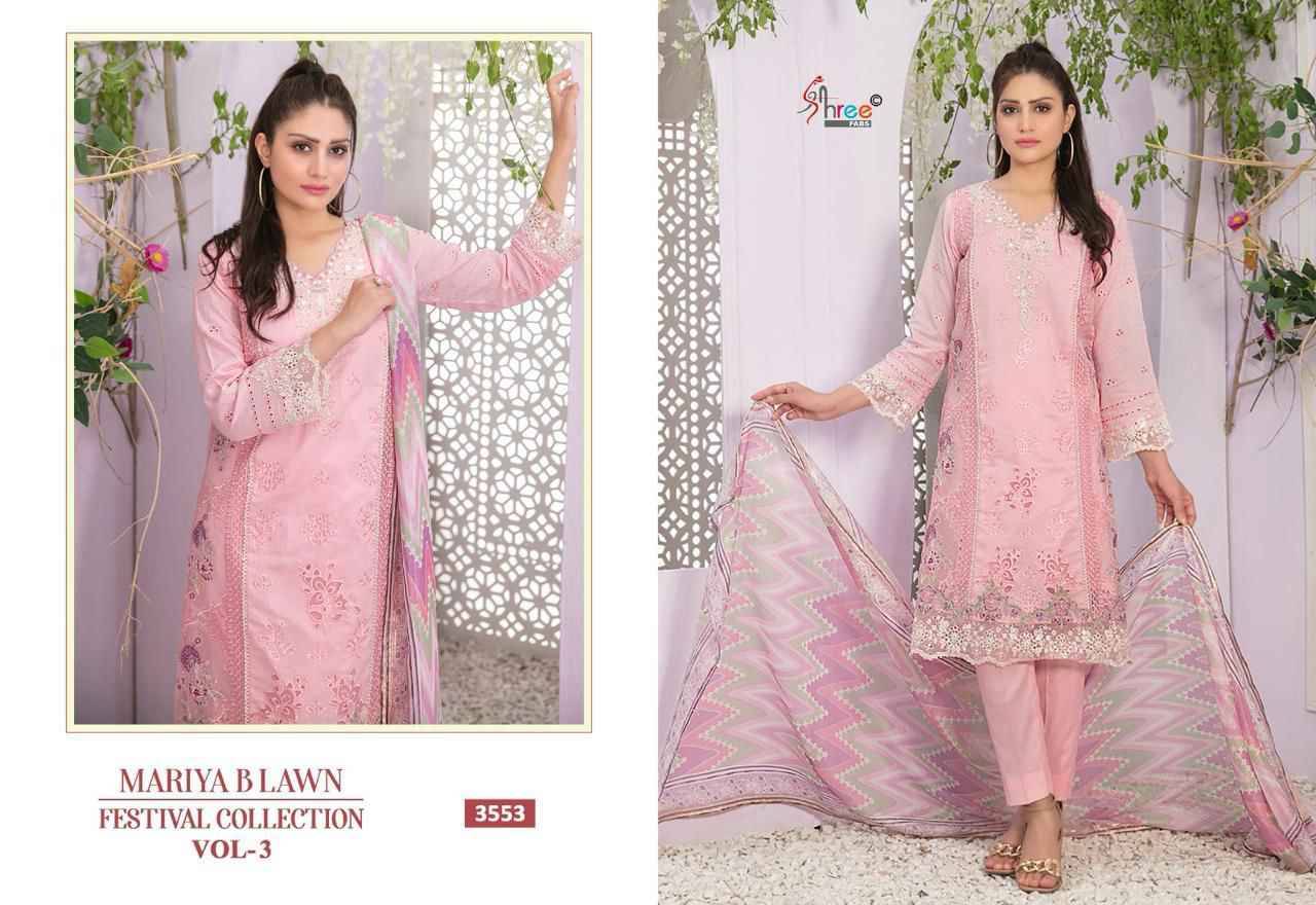 Mariya B Lawn Festival Collection Vol-3 By Shree Fabs 3551 To 3556 Series Designer Pakistani Suits Beautiful Stylish Fancy Colorful Party Wear & Occasional Wear Pure Lawn Cotton Print Embroidered Dresses At Wholesale Price