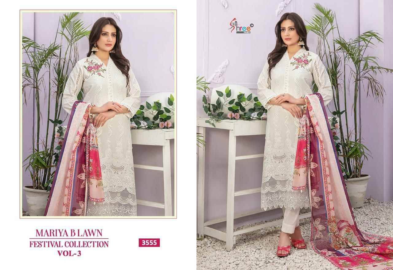 Mariya B Lawn Festival Collection Vol-3 By Shree Fabs 3551 To 3556 Series Designer Pakistani Suits Beautiful Stylish Fancy Colorful Party Wear & Occasional Wear Pure Lawn Cotton Print Embroidered Dresses At Wholesale Price