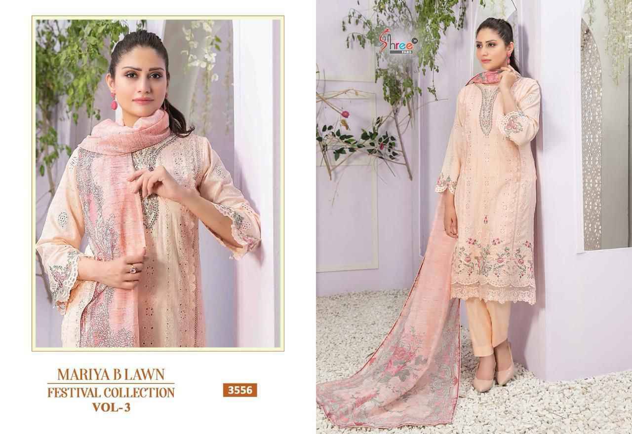 Mariya B Lawn Festival Collection Vol-3 By Shree Fabs 3551 To 3556 Series Designer Pakistani Suits Beautiful Stylish Fancy Colorful Party Wear & Occasional Wear Pure Lawn Cotton Print Embroidered Dresses At Wholesale Price
