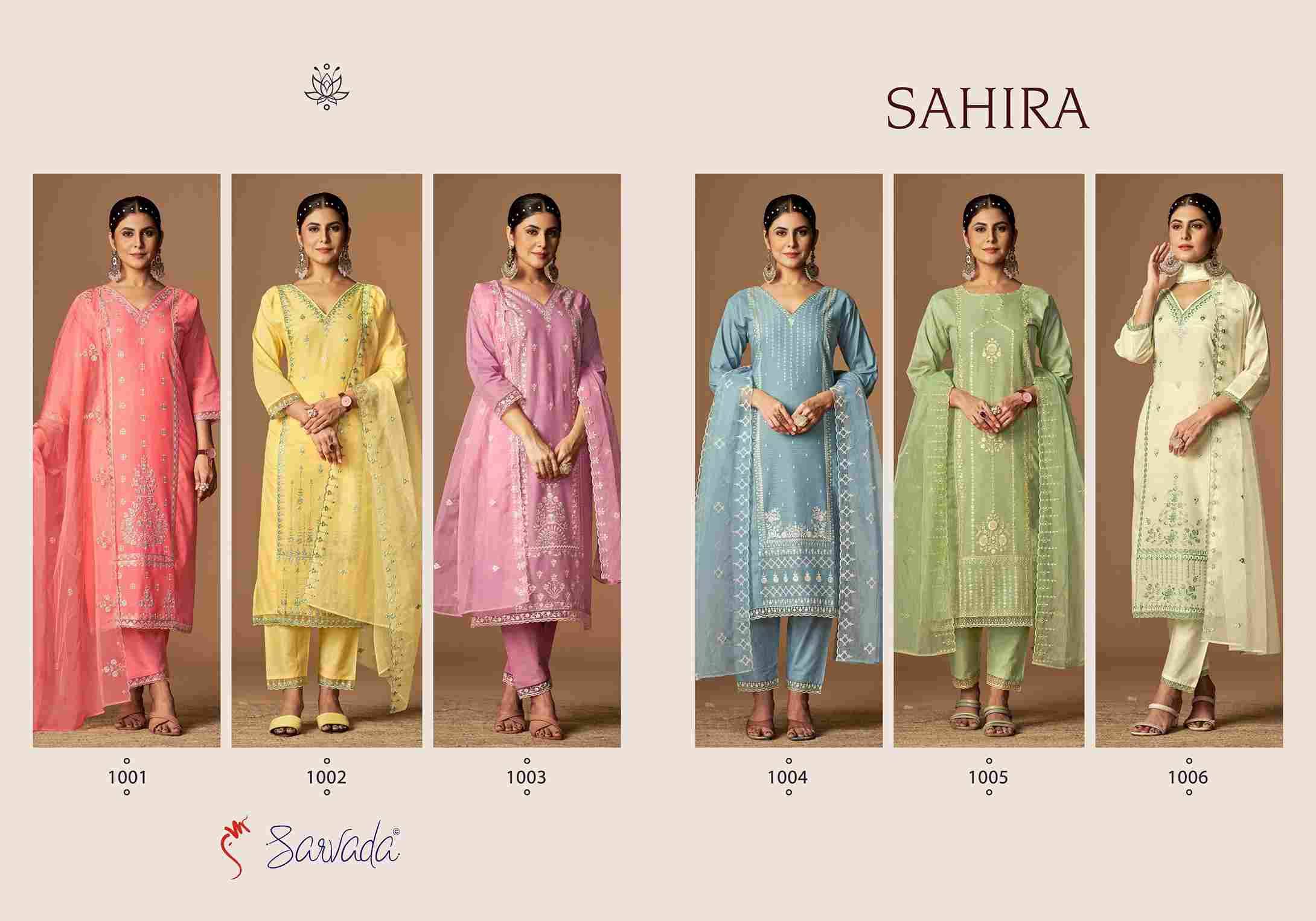 Sahira By Sarvada Creation 1001 To 1006 Series Beautiful Suits Colorful Stylish Fancy Casual Wear & Ethnic Wear Cambric Cotton Dresses At Wholesale Price