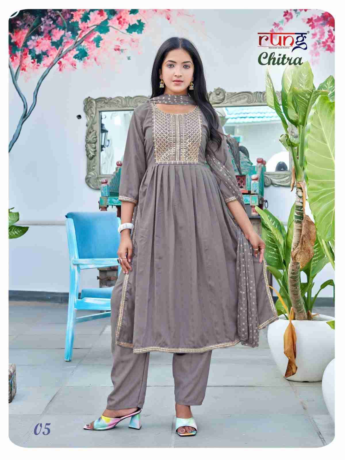 Chitra By Rung 01 To 08 Series Beautiful Festive Suits Colorful Stylish Fancy Casual Wear & Ethnic Wear Heavy Rayon Embroidered Dresses At Wholesale Price