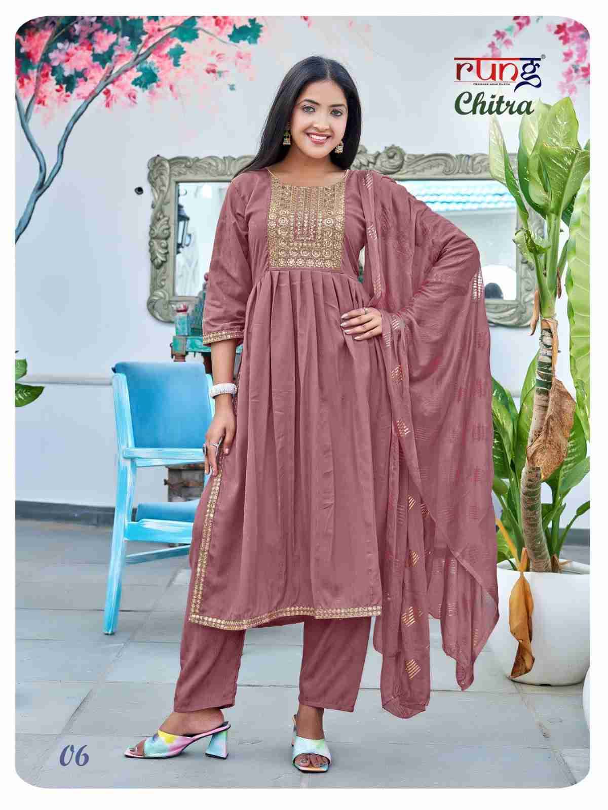 Chitra By Rung 01 To 08 Series Beautiful Festive Suits Colorful Stylish Fancy Casual Wear & Ethnic Wear Heavy Rayon Embroidered Dresses At Wholesale Price
