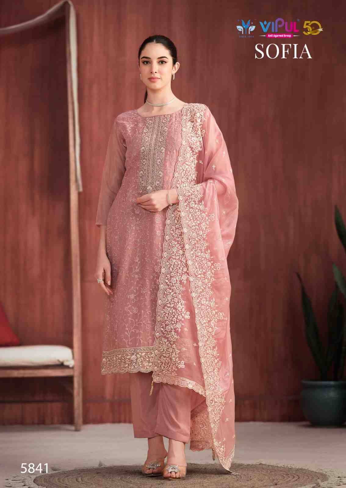 Sofia By Vipul Fashion 5841 To 5846 Series Beautiful Festive Suits Colorful Stylish Fancy Casual Wear & Ethnic Wear Soft Organza Dresses At Wholesale Price