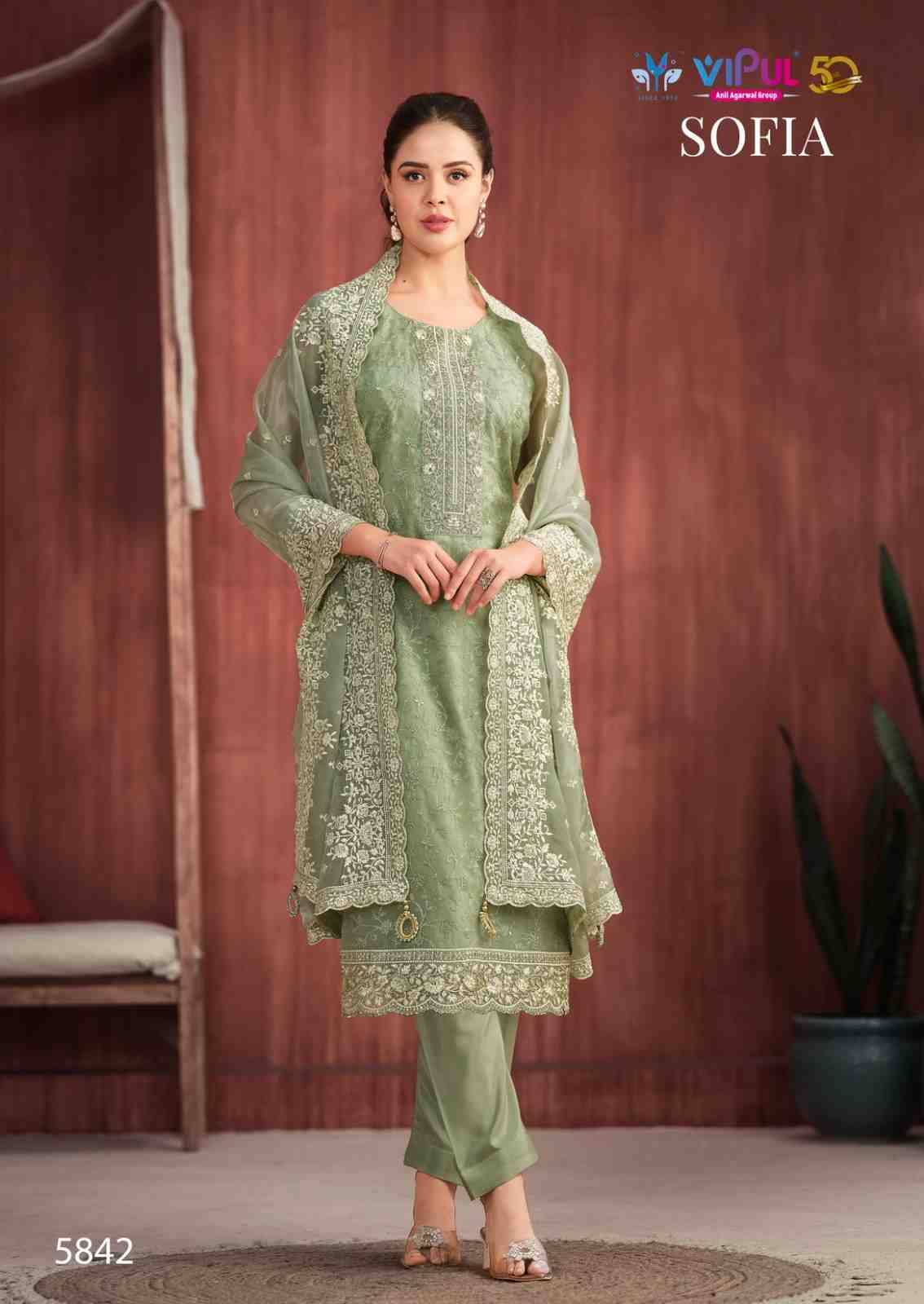 Sofia By Vipul Fashion 5841 To 5846 Series Beautiful Festive Suits Colorful Stylish Fancy Casual Wear & Ethnic Wear Soft Organza Dresses At Wholesale Price