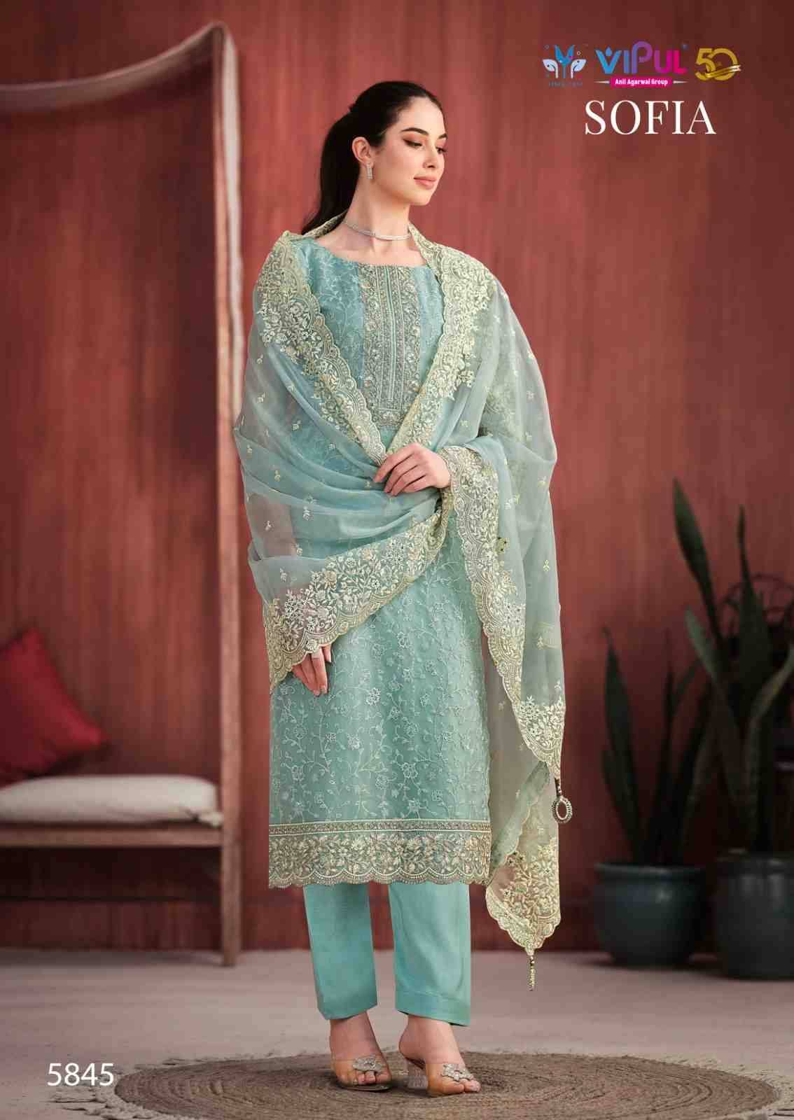 Sofia By Vipul Fashion 5841 To 5846 Series Beautiful Festive Suits Colorful Stylish Fancy Casual Wear & Ethnic Wear Soft Organza Dresses At Wholesale Price