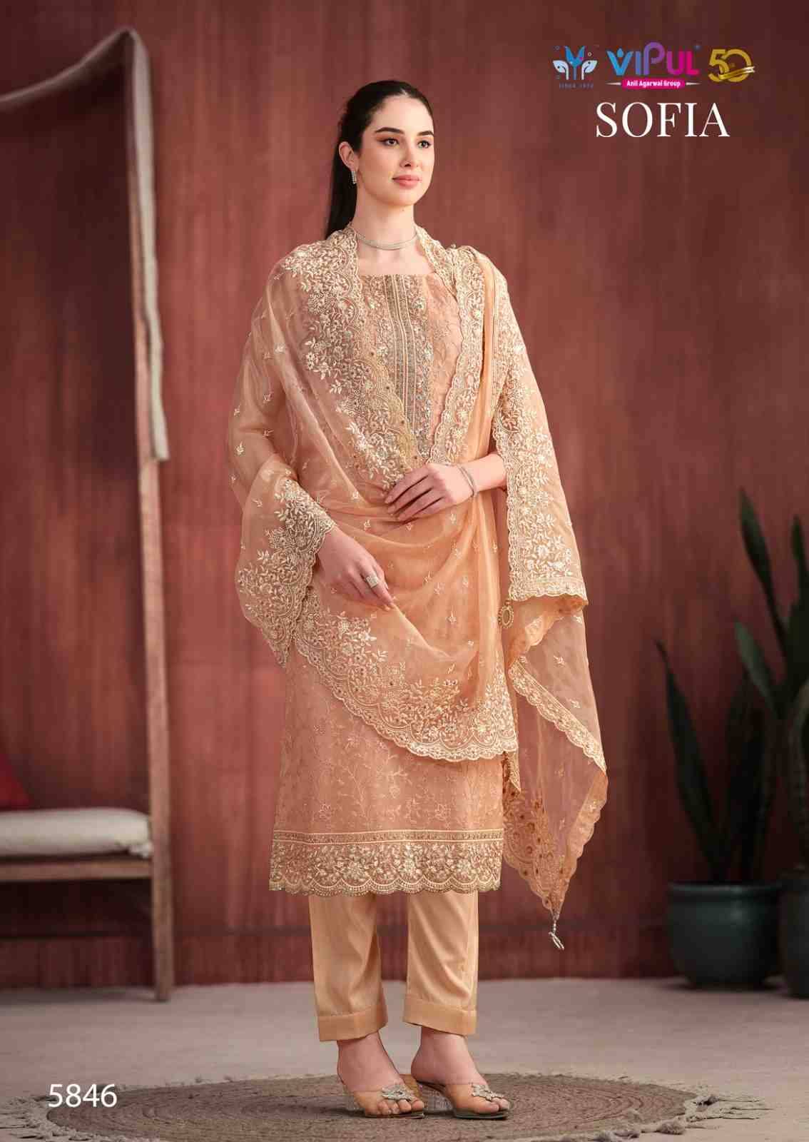 Sofia By Vipul Fashion 5841 To 5846 Series Beautiful Festive Suits Colorful Stylish Fancy Casual Wear & Ethnic Wear Soft Organza Dresses At Wholesale Price