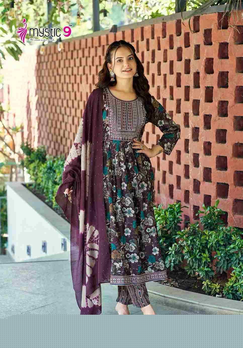 Black Beauty By Mystic 9 1001 To 1008 Series Beautiful Suits Colorful Stylish Fancy Casual Wear & Ethnic Wear Rayon Foil Print Dresses At Wholesale Price