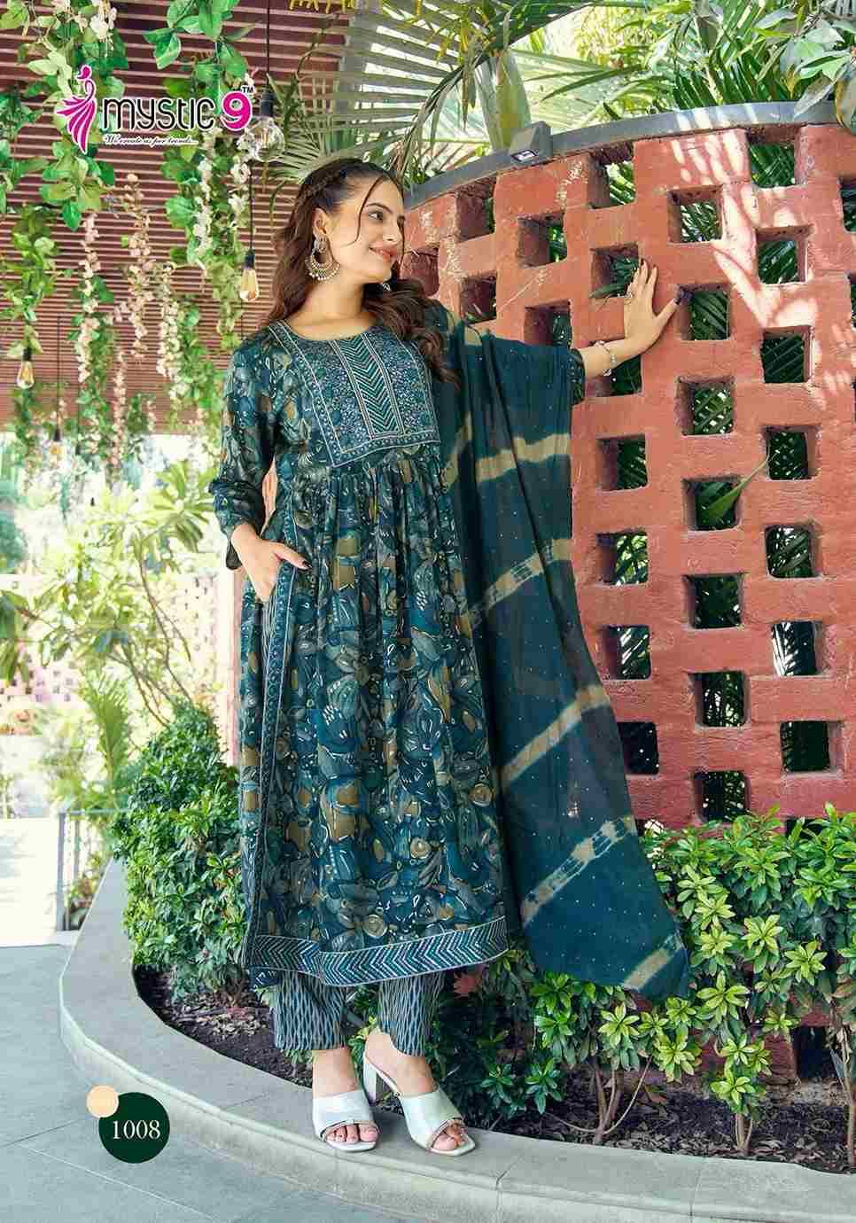 Black Beauty By Mystic 9 1001 To 1008 Series Beautiful Suits Colorful Stylish Fancy Casual Wear & Ethnic Wear Rayon Foil Print Dresses At Wholesale Price